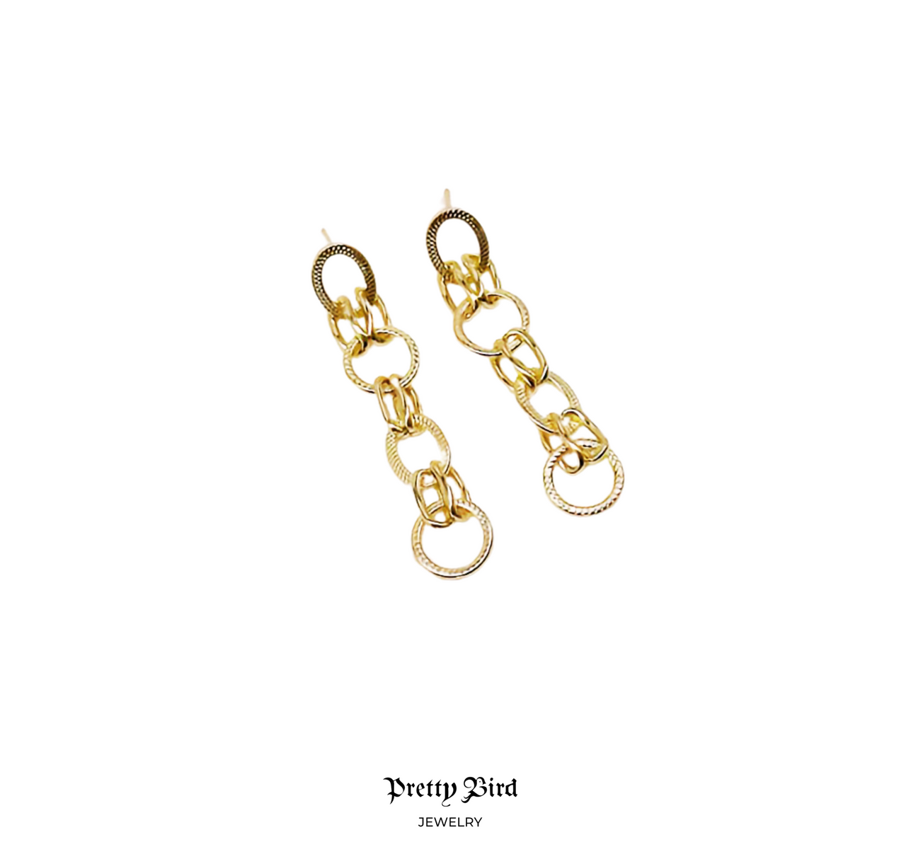 Textured Chain Drop Earrings