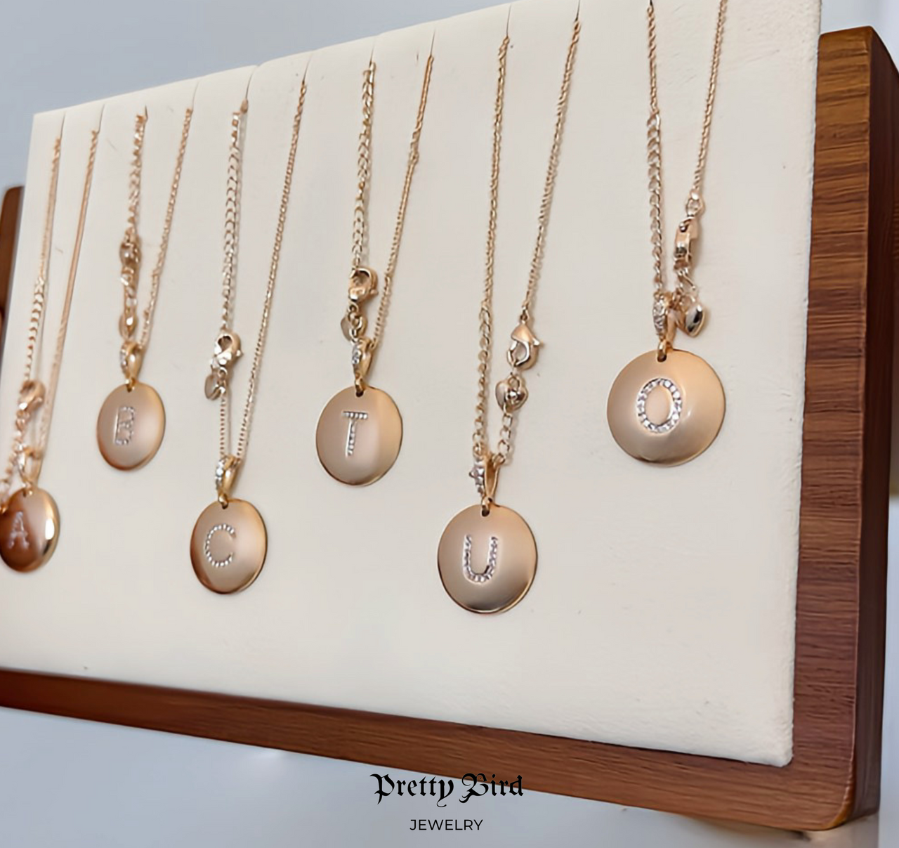 Crystal Letter Medallion Pendant Necklace