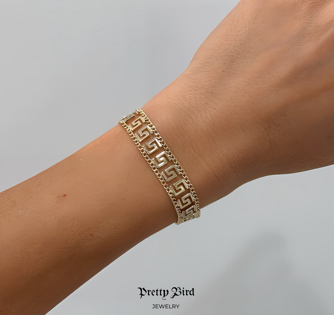 Greek Key Chain Link Bracelet
