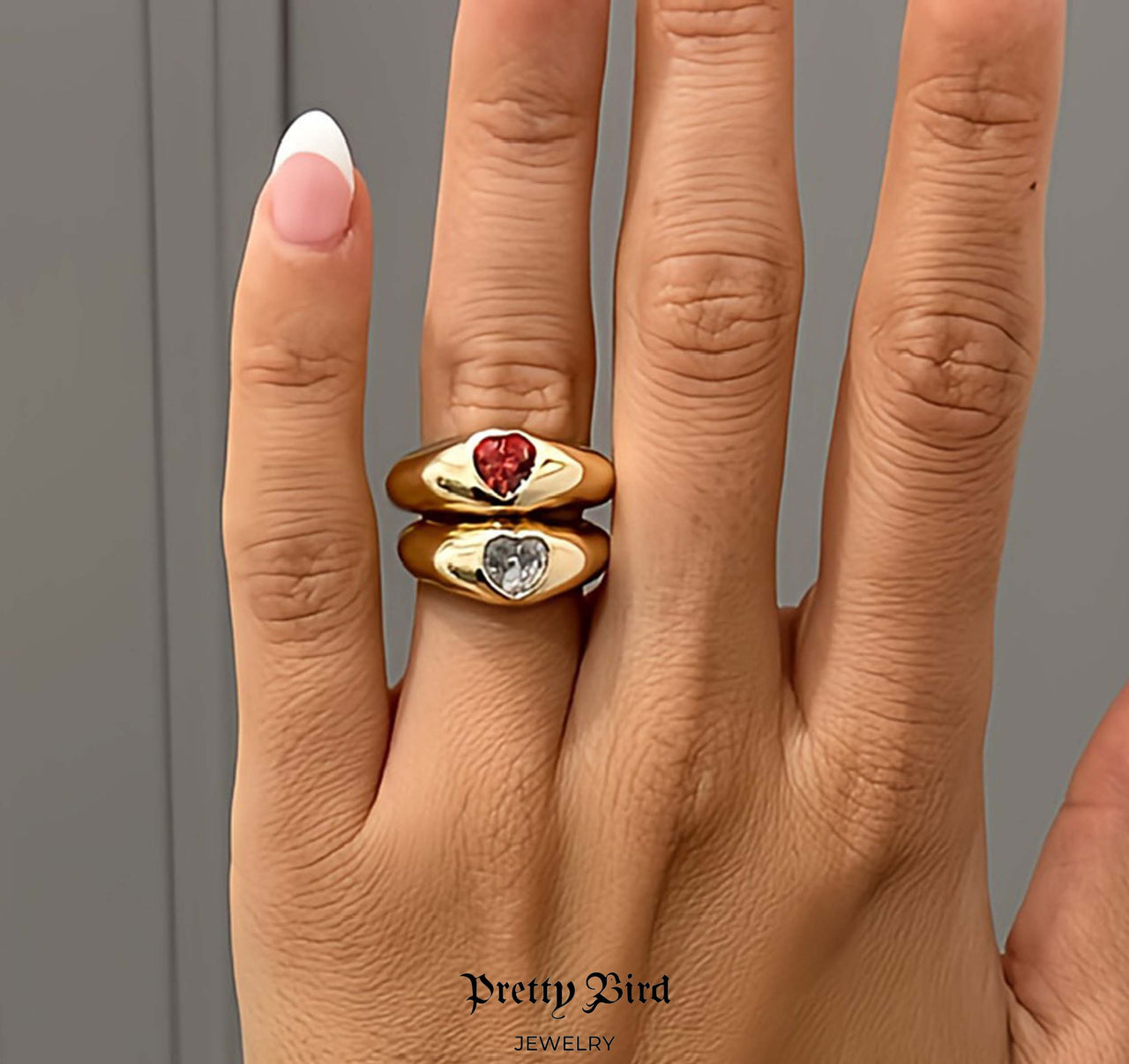 Chunky Crystal Heart Ring