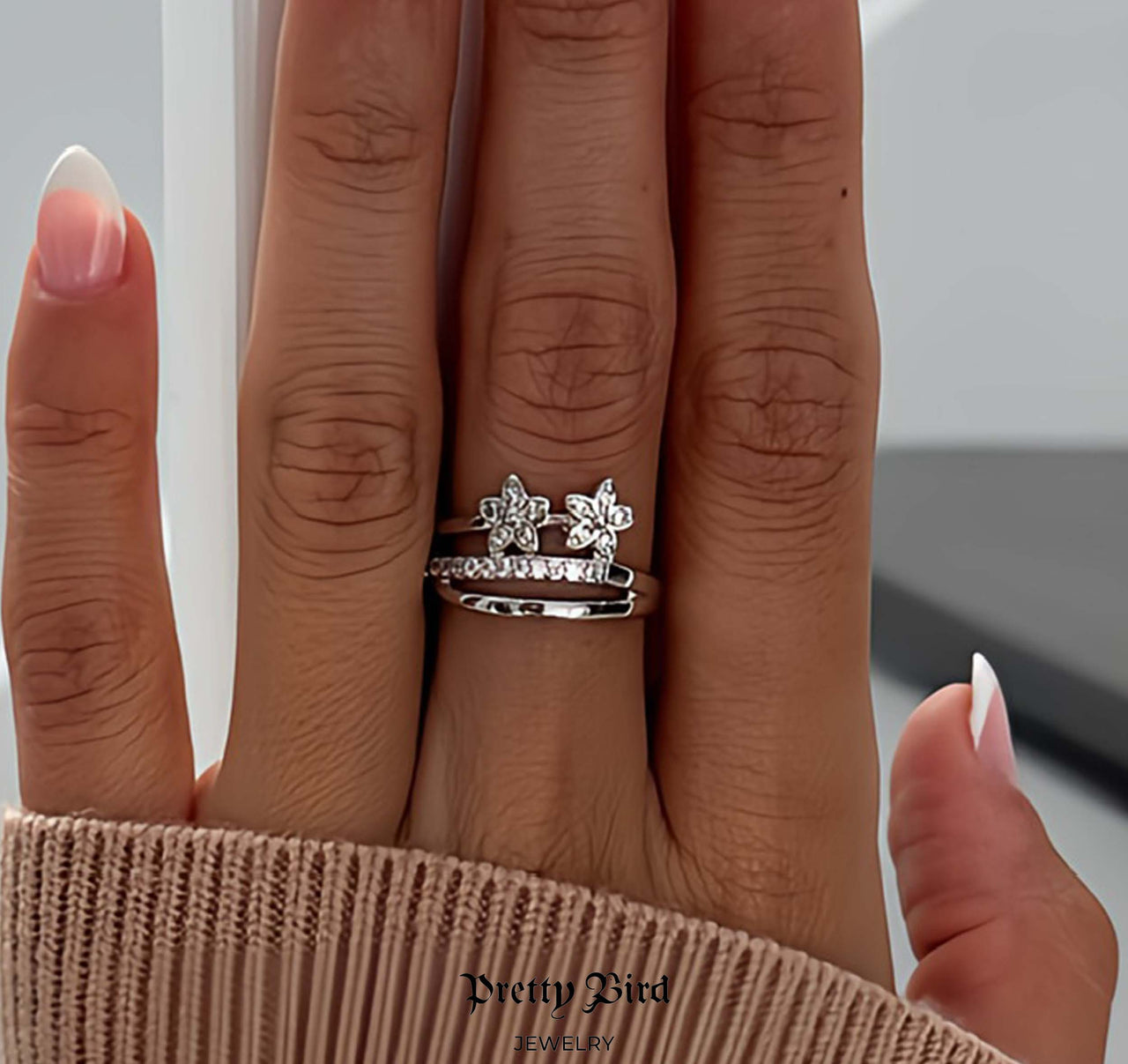 Multi Stack Flower Ring