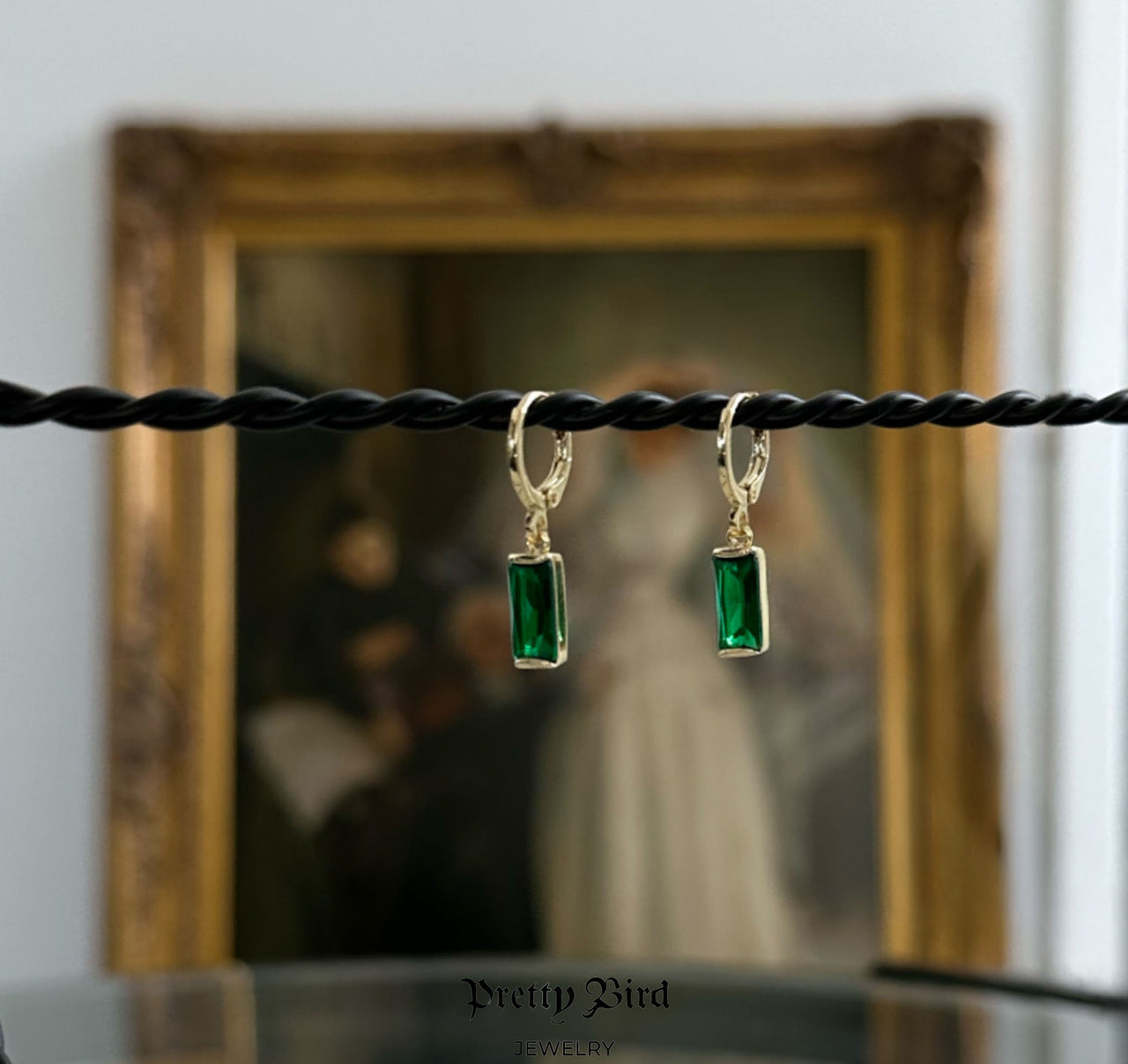 Emerald Cut Crystal Dangle Earrings