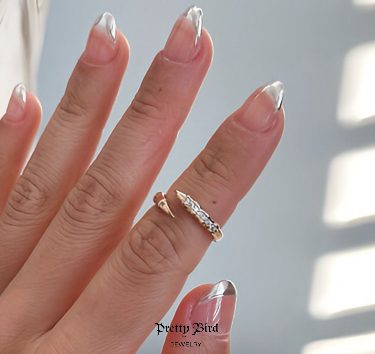 Pavè Crystal Claw Stacking Band Ring