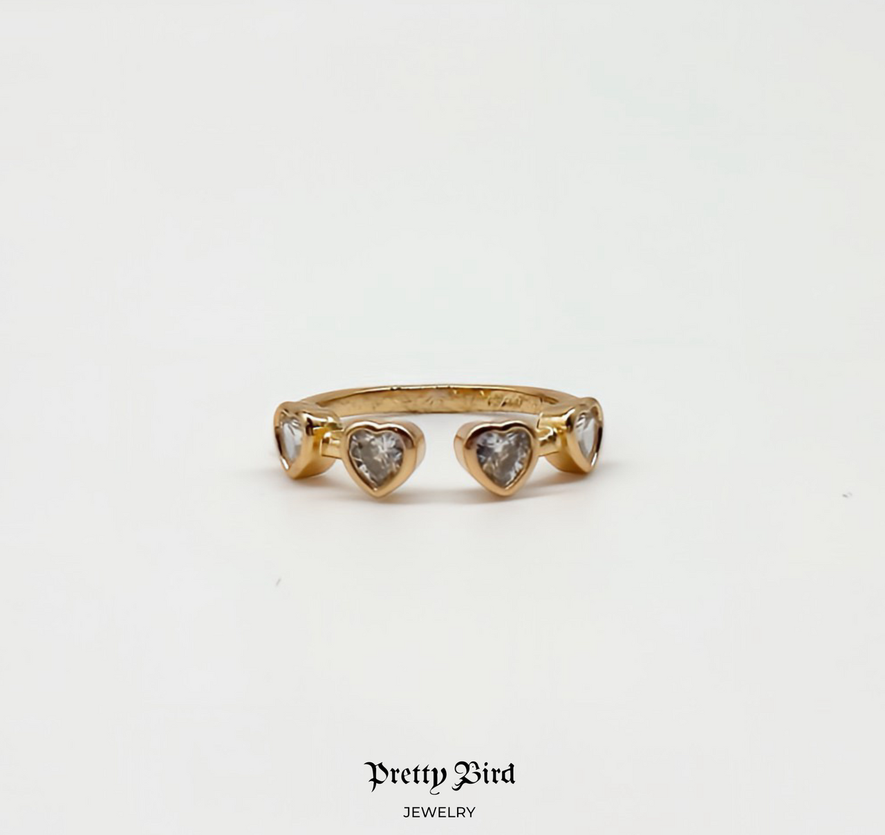 Heart Crystal Bezel Set Ring