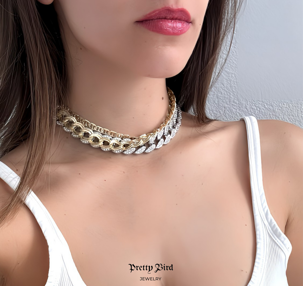 Pavè Thick Cuban Choker Chain Necklace