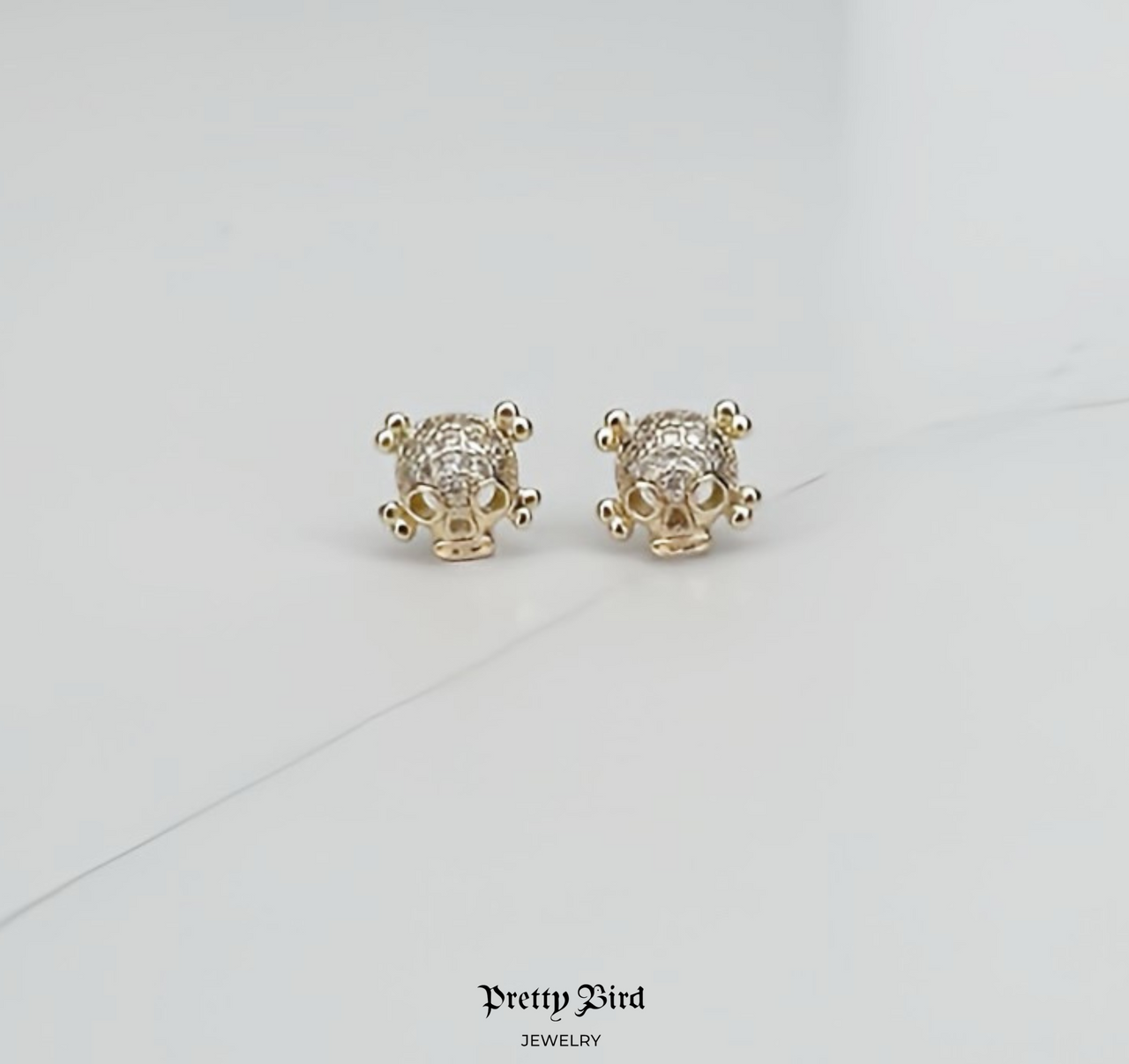 Pavé Skull & Bones Stud Earrings