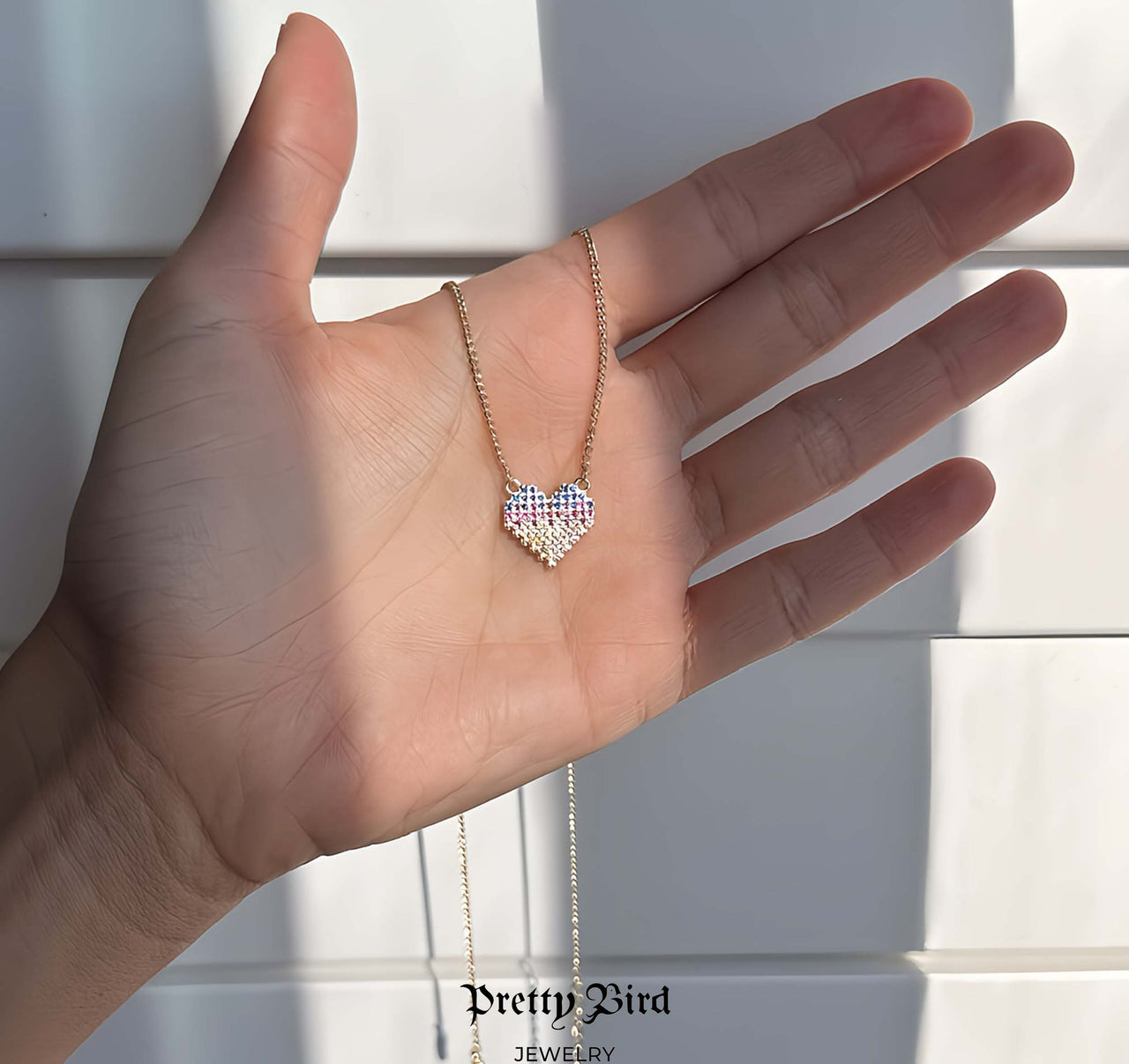 Tetris Heart Necklace