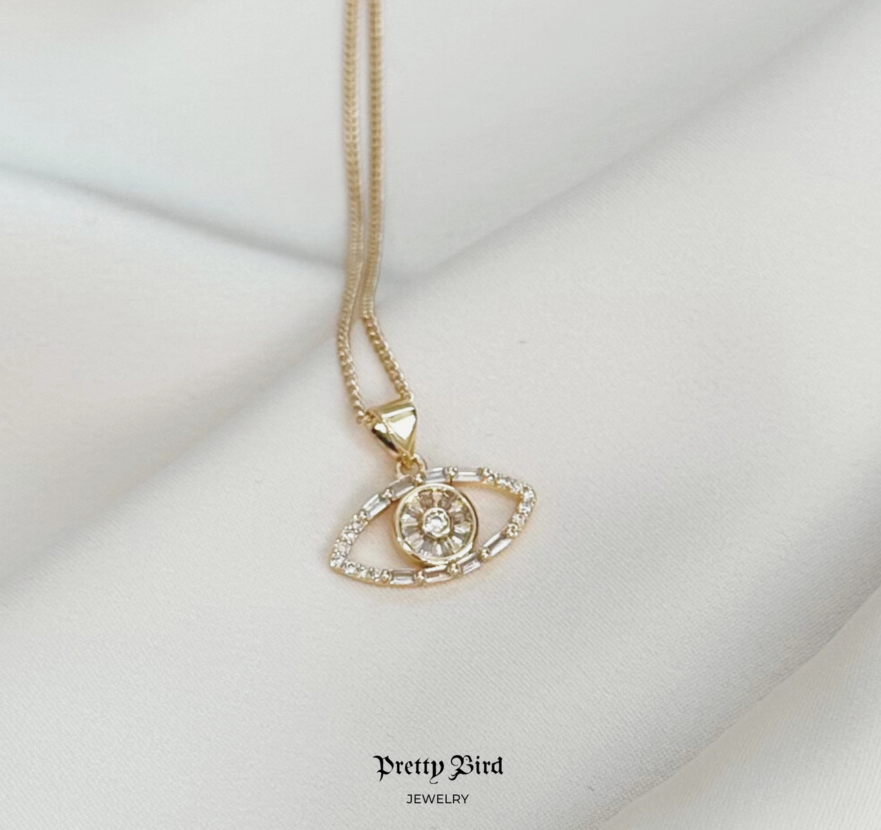 Pave Evil Eye Pendant Necklace