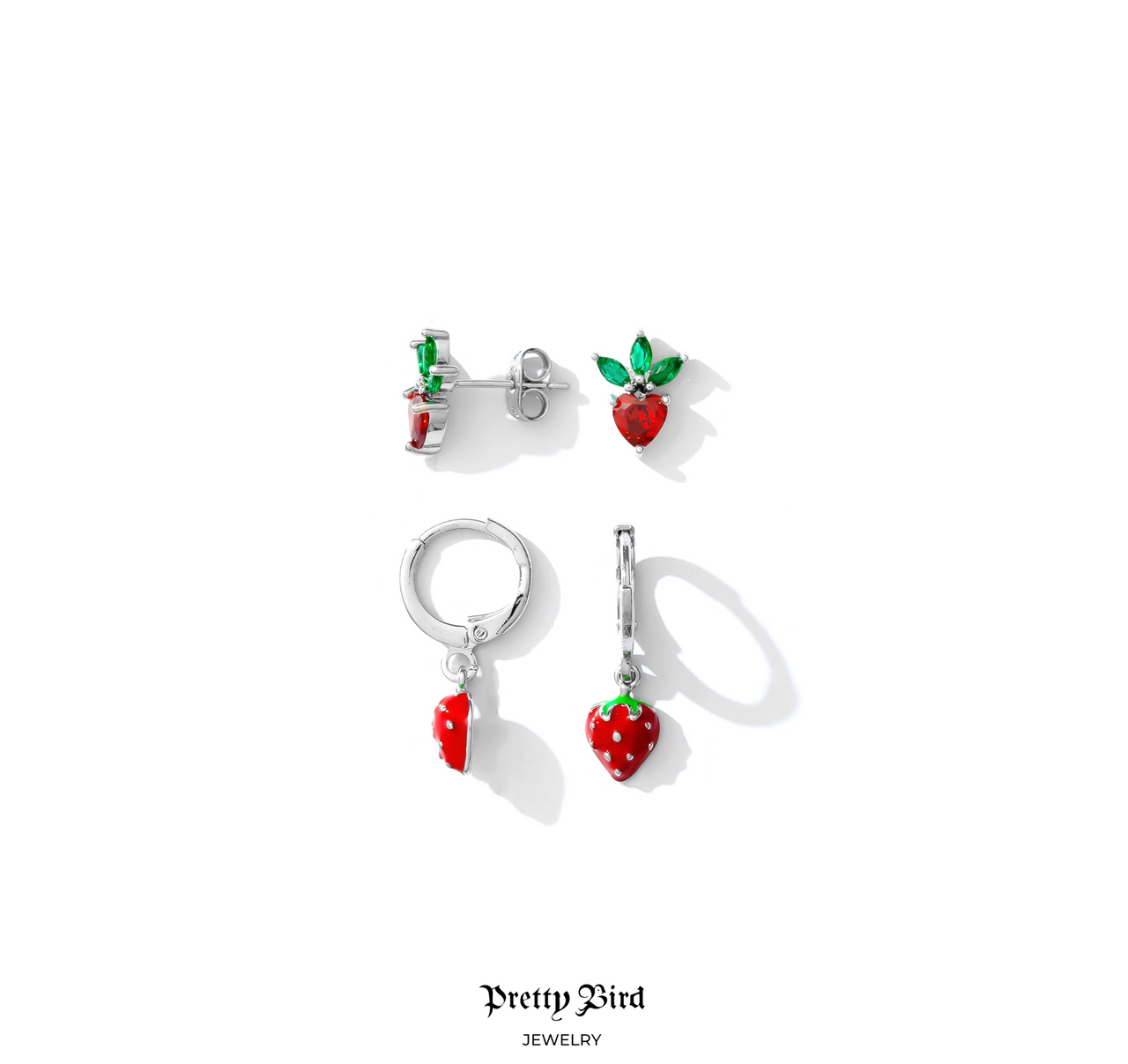 Strawberry Crystal Earring Set