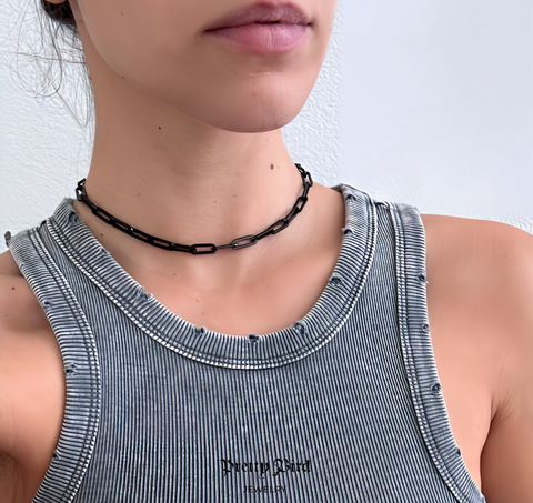 Black Rhodium Paperclip Necklace