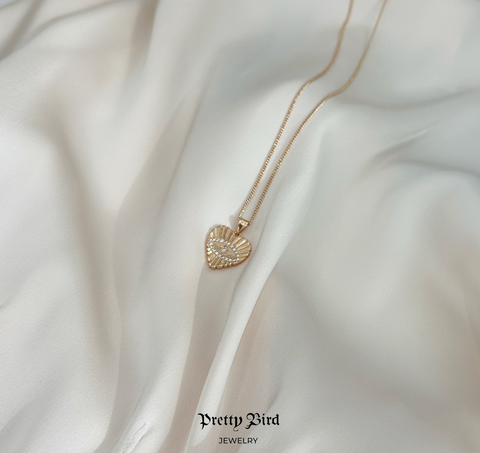 Rose Evil Eye Heart Pendant Chain Necklace