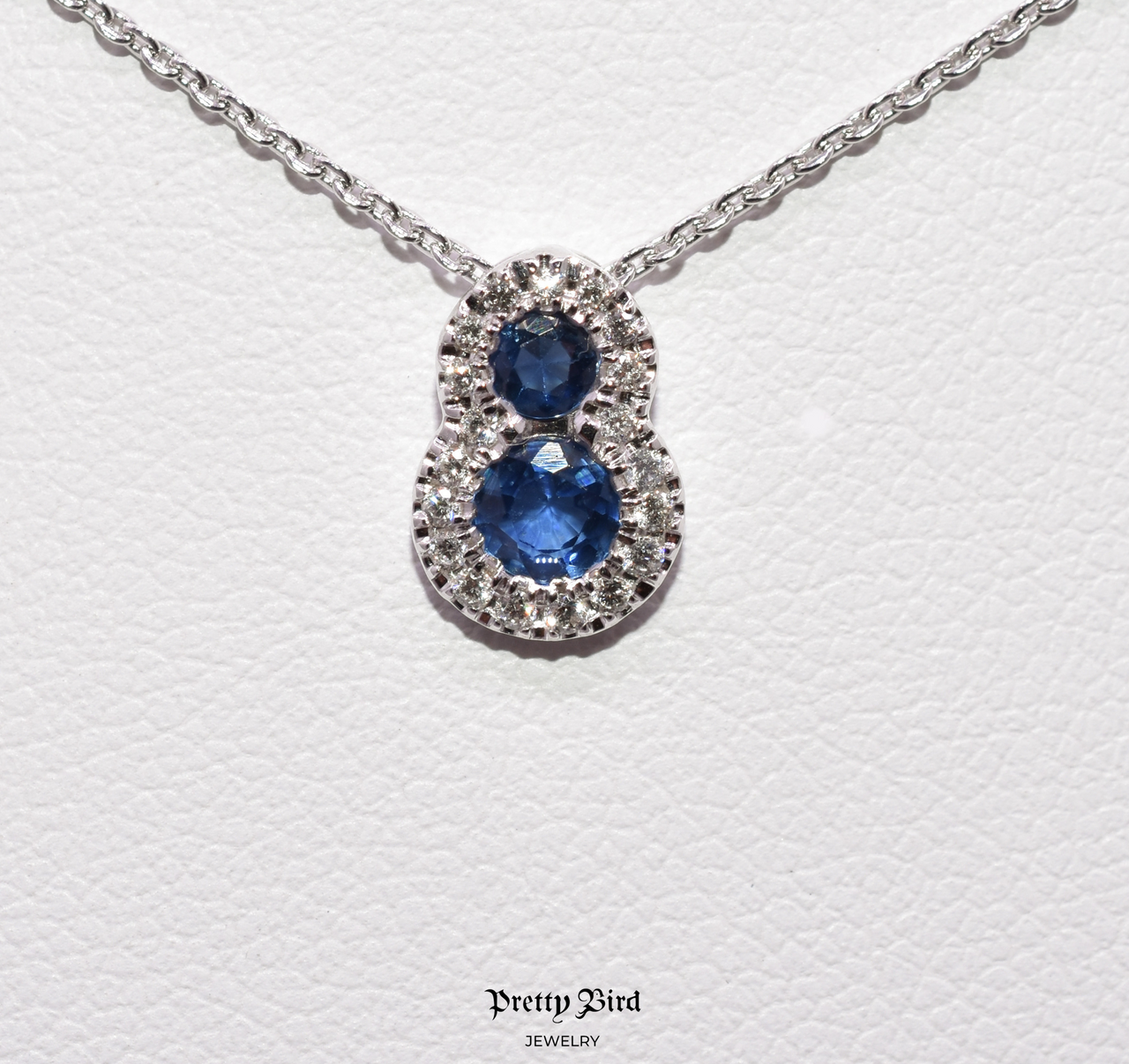 18K White Gold Diamond & Sapphire Necklace