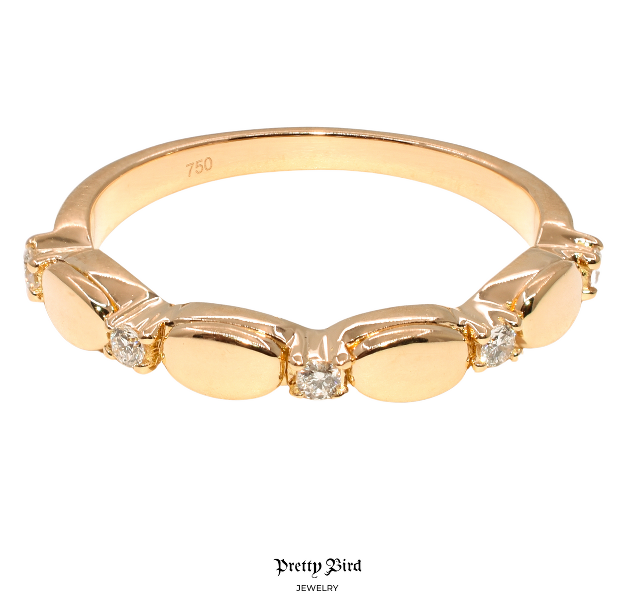 18K Yellow Gold Diamond Stacking Band Ring