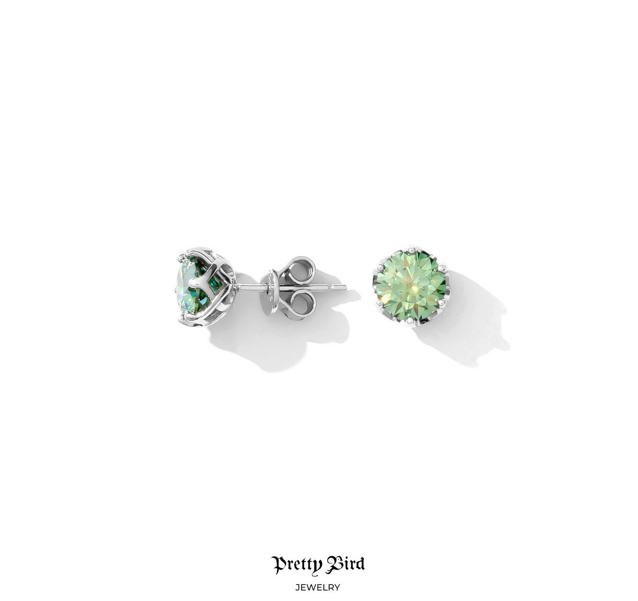 1ct Green Moissanite Stud Earrings