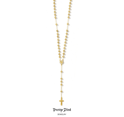 23.5" Rosary Bead Crystal Trim Necklace