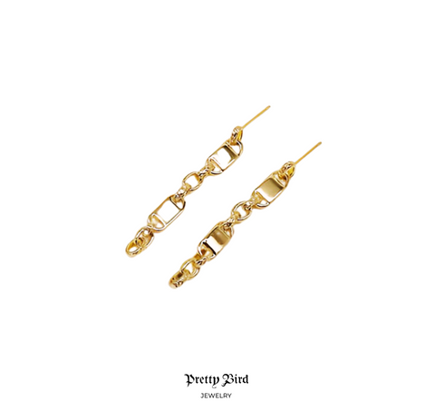 Bar Link Chain Drop Earrings