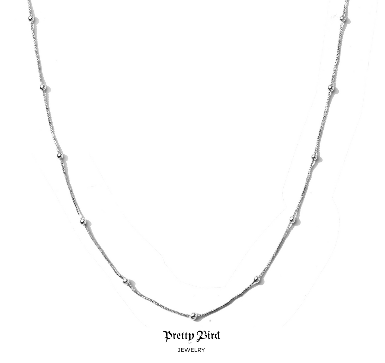 Dainty Box Chain Bead Necklace