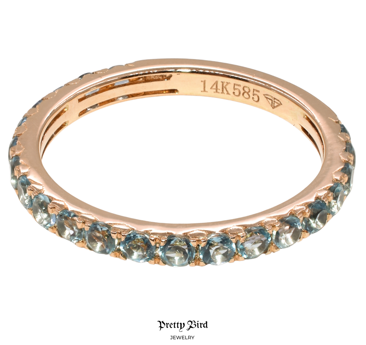 14K Rose Gold Blue Topaz Stacking Band Ring
