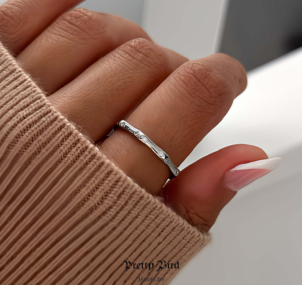 Bamboo Crystal Stackable Ring