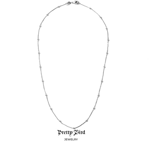 Dainty Box Chain Bead Necklace
