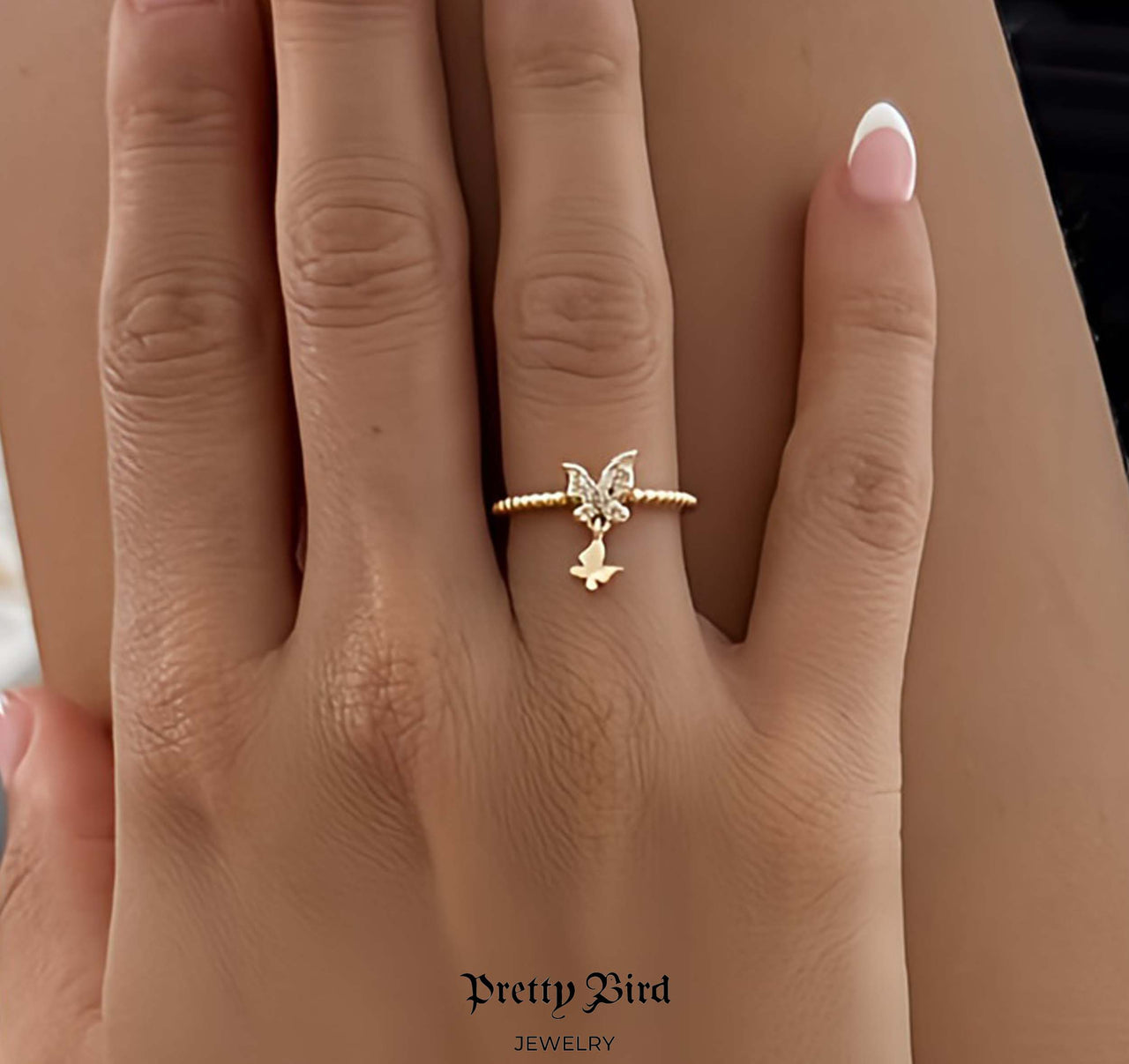 Dangling Butterfly Ring
