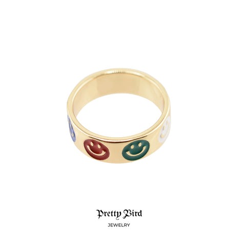 Enamel Happy Face Ring