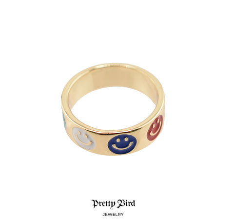 Enamel Happy Face Ring