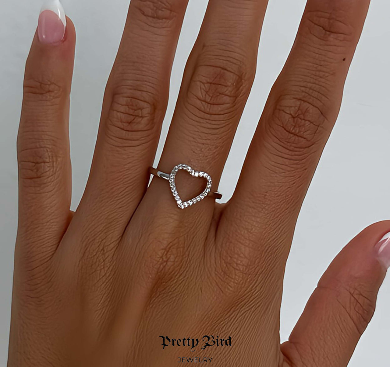 Cut out Crystal Heart Ring