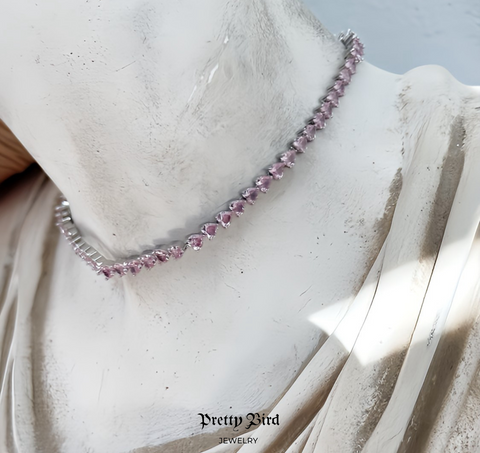 Heart Shaped Crystal Choker Necklace