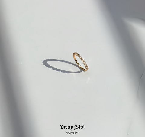 Bezel Half Eternity Stacking Band Ring