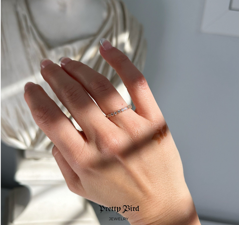 Bezel Half Eternity Stacking Band Ring