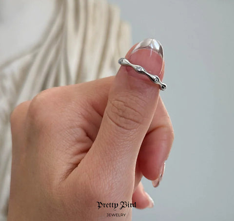 Bamboo Crystal Stackable Ring