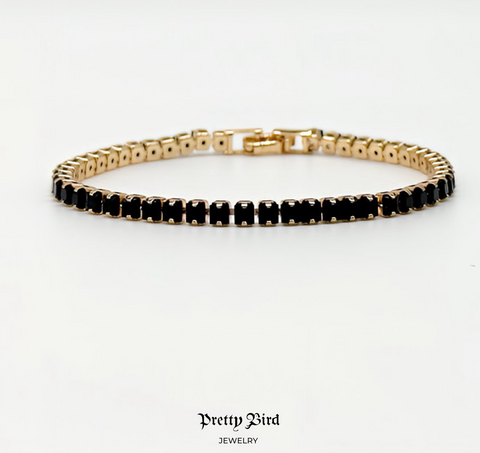 Black Princess Cut Crystal Tennis Bracelet