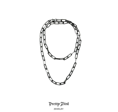 Black Rhodium Paperclip Necklace