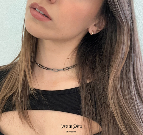 Black Rhodium Paperclip Necklace