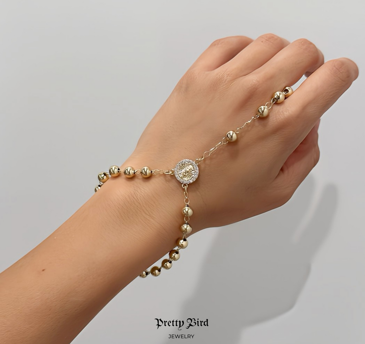 Rosary Bead Crystal Trim Bracelet