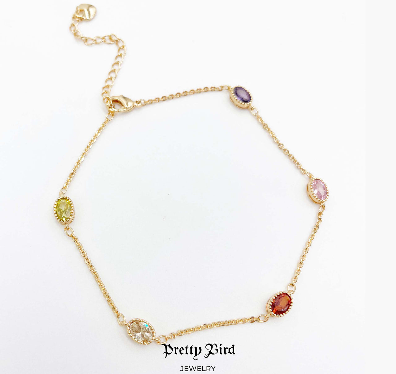 Oval Crystal Colors Anklet