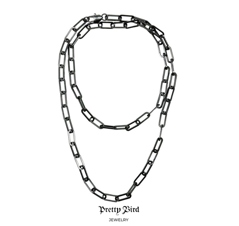 Black Rhodium Paperclip Necklace