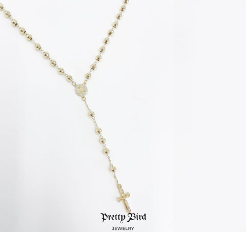 23.5" Rosary Bead Crystal Trim Necklace