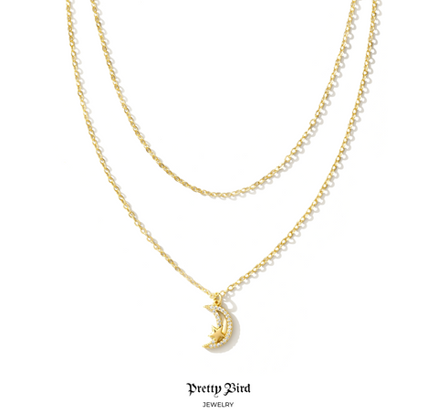 Crescent Moon Layered Necklace