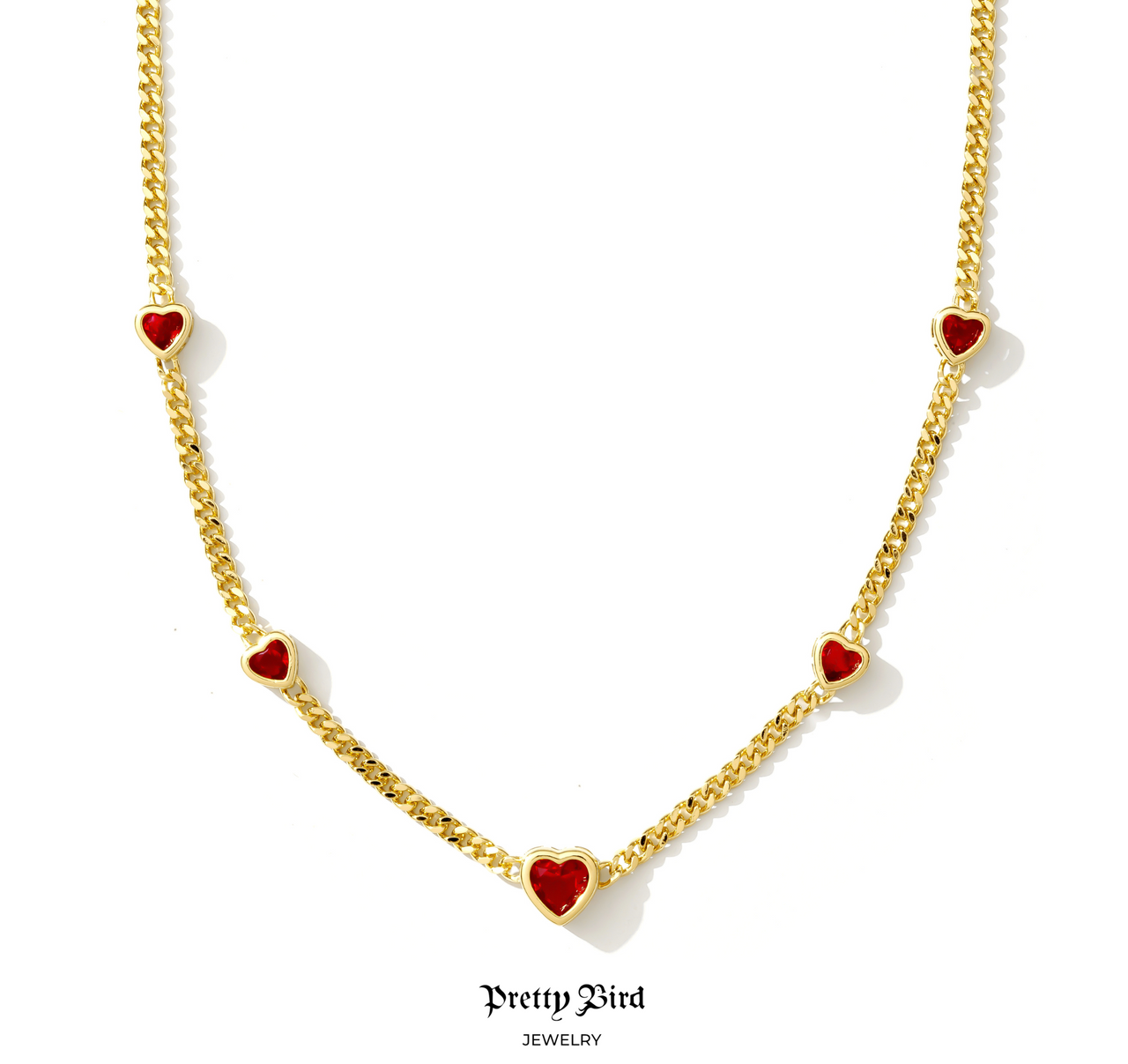 Red Heart Cuban Necklace