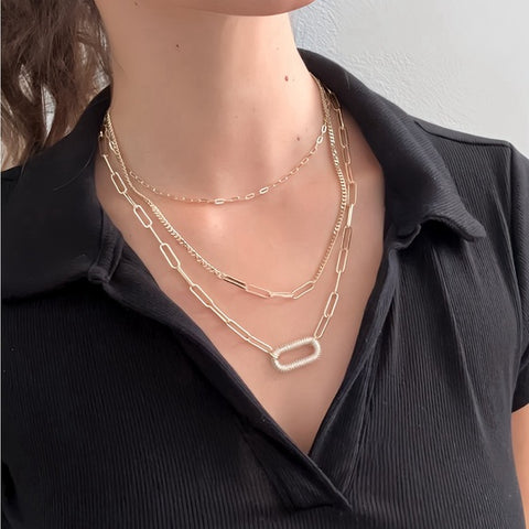 Pavè Paperclip Layered Necklace