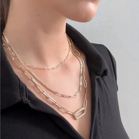 Pavè Paperclip Layered Necklace